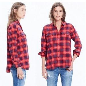 Madewell Flannel Cotton Cargo Workshirt in Altamira Plaid